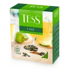 Чай TESS (Тесс) "Lime", зелёный с цедрой цитрусовых, 100 пакетиков по 1,5 г,